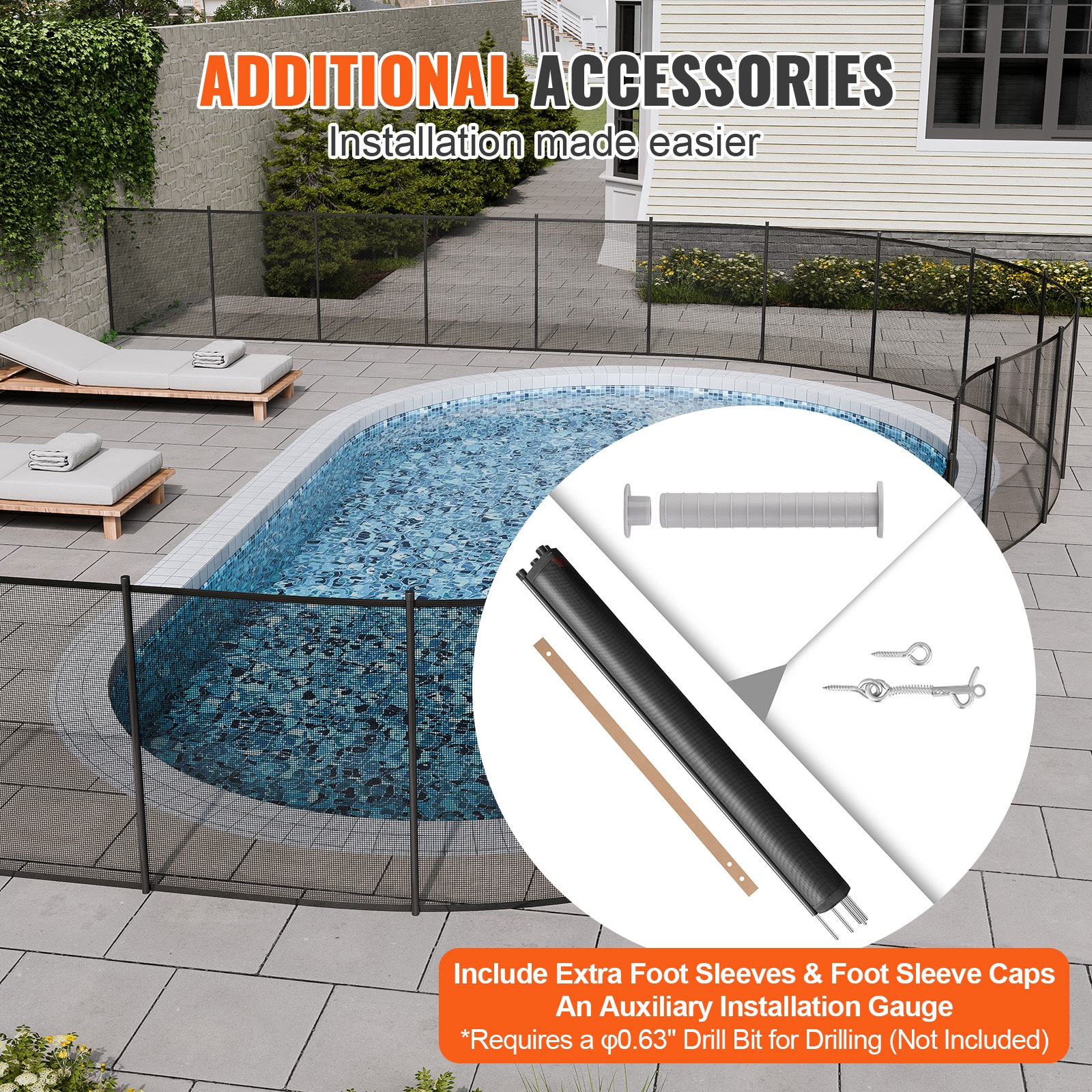 Pool Fence, 4 X 12 FT Pool Fences For Inground Pools, Removable Child Safety Pool Fencing, Easy DIY Installation Swimming Pool Fence, 340gms Teslin PVC Pool Fence Mesh Protects Kids And Pets_maomaolike.com